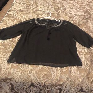 Express Black 3/4 sleeve sheer shirt